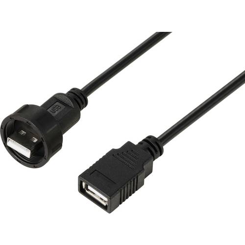 USB 2.0-Kabel mit USB-A-Stecker auf IP67-USB-A-Buchse, 0,5 m TC-E13T-MU2-MWA/FU2-NWA-0.5PV-S Wasserdichtes Kunststoffkab...