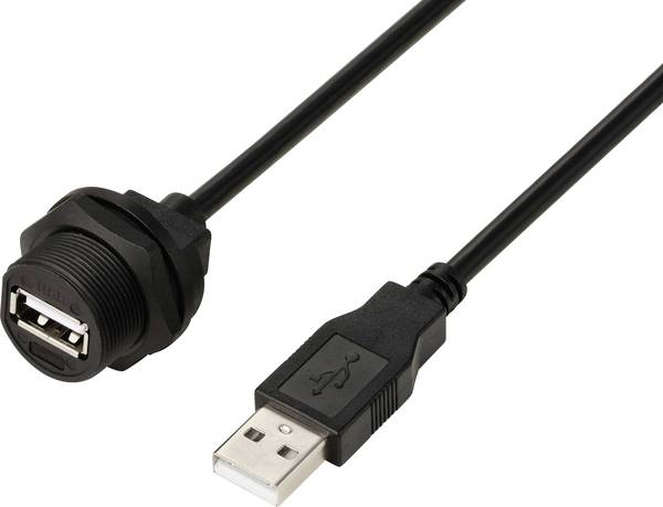 USB 2.0-Kabel mit USB-A-Buchse auf IP67-USB-A-Stecker, 0,5 m TC-E13T-FU2-PWF/MU2-NWA-0.5PV-S Wasserdichtes Kunststoffkabel TC-13543544 TRU COMPONENTS Inhalt: 1 St.