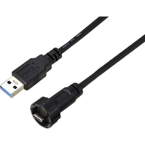Thumbnail - USB-C® 3.0 Stecker auf USB Stecker IP67 (Gewinde) Kabel 0,5 m TC-E10T-MT3-MWA/MU3-NWA-0.5PV-S Wasserdichtes Kunststoffka...