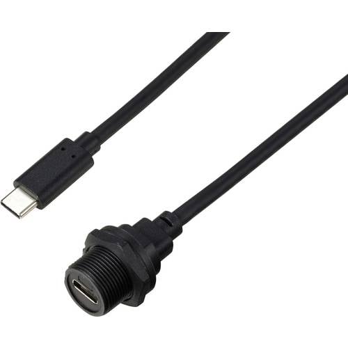 USB-C® 3.0 Stecker auf Buchse IP67 (Gewinde) Kabel 0,5 m TC-E10T-FT3-PWF/MT3-NWA-0.5PV-S Wasserdichtes Kunststoffkabel T...