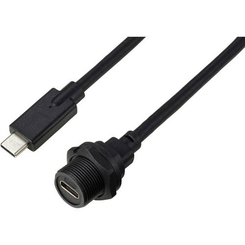 Thumbnail - USB-C® 3.1 Stecker auf Buchse IP67 (Gewinde) Kabel 0,5 m TC-E10T-FT3.1-PWF/MT3.1-NWA-0.5PV-S Wasserdichtes Kunststoffkab...