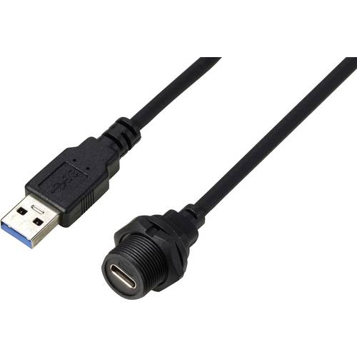 Thumbnail - USB-C® 3.0 Buchse auf Stecker IP67 (Gewinde) Kabel 0,5 m TC-E10T-FT3-PWF/MU3-NWA-0.5PV-S Wasserdichtes Kunststoffkabel T...