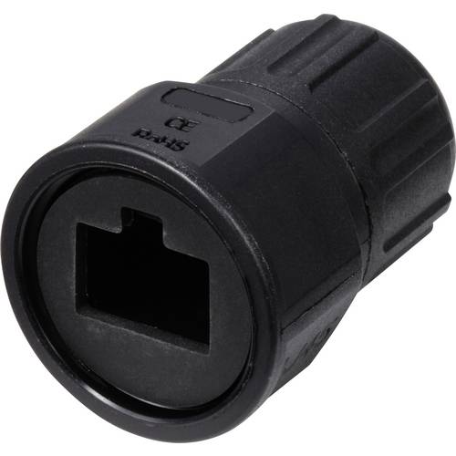 Thumbnail - TRU COMPONENTS TC-E13T-MRJ-PRA06 Gerader RJ45-Kunststoffstecker IP67 (mit Gewinde) TC-13543624 Schwarz 1 St.