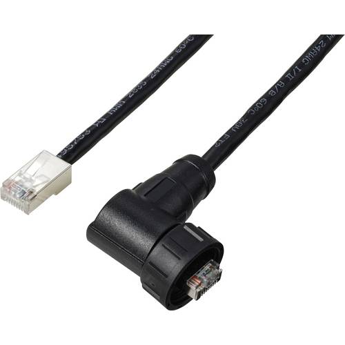 TRU COMPONENTS TC-E13T-MR5-MCD/NCA-0.5PV-S RJ45 rechtwinkliger männlicher IP67 (Gewinde) Kabel CAT5E 0,5 m TC-13543636 P...