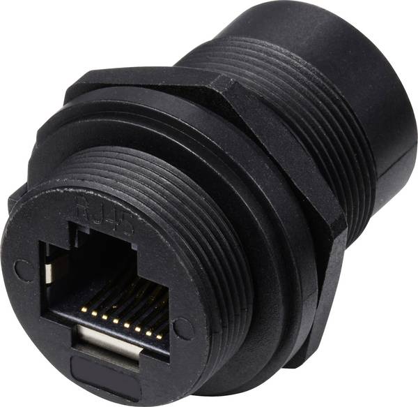 TRU COMPONENTS TC-E13T-FR6-PRB RJ45-Buchse auf Buchse für die Frontmontage IP67 (mit Gewinde) TC-13543652 Polzahl Sensoren 8 Schwarz 1 St.