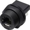 TRU COMPONENTS TC-E13T-FR6-PRF-180 RJ45-Buchse auf Buchse (180°), rückseitig montierte Buchse IP67 (mit Gewinde) TC-13543656 Polzahl Sensoren 8 Schwarz 1 St.
