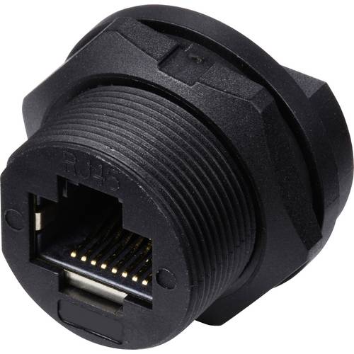 TRU COMPONENTS TC-E13T-FR6-PPF RJ45-Buchse für rückseitige Montage auf Leiterplatten IP67 (mit Gewinde) TC-13543664 Polz...