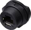 TRU COMPONENTS TC-E13T-FR6-PPF RJ45-Buchse für rückseitige Montage auf Leiterplatten IP67 (mit Gewinde) TC-13543664 Polzahl Sensoren 8 Schwarz 1 St.