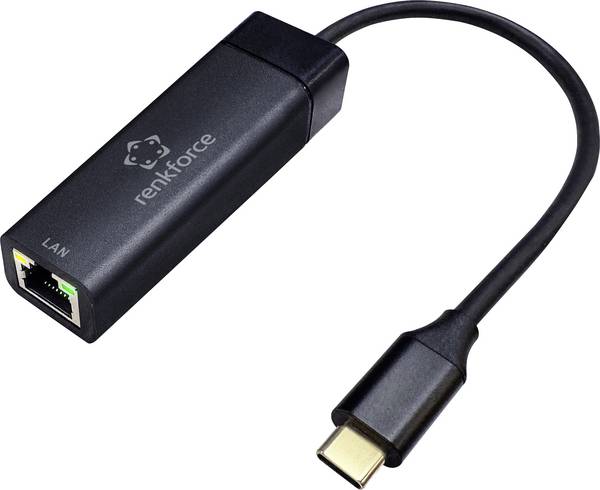 Renkforce USB-C®, RJ45 Adapter [1x USB-C® USB 3.2 (Gen 1) - 1x RJ45-Buchse] RF-USBCA-200 15 cm PVC-Mantel