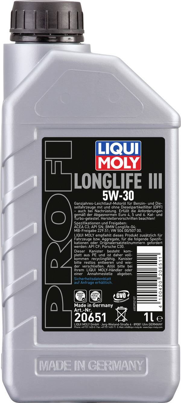 Liqui Moly Profi Longlife III 5W-30 20651 Motoröl 1 l