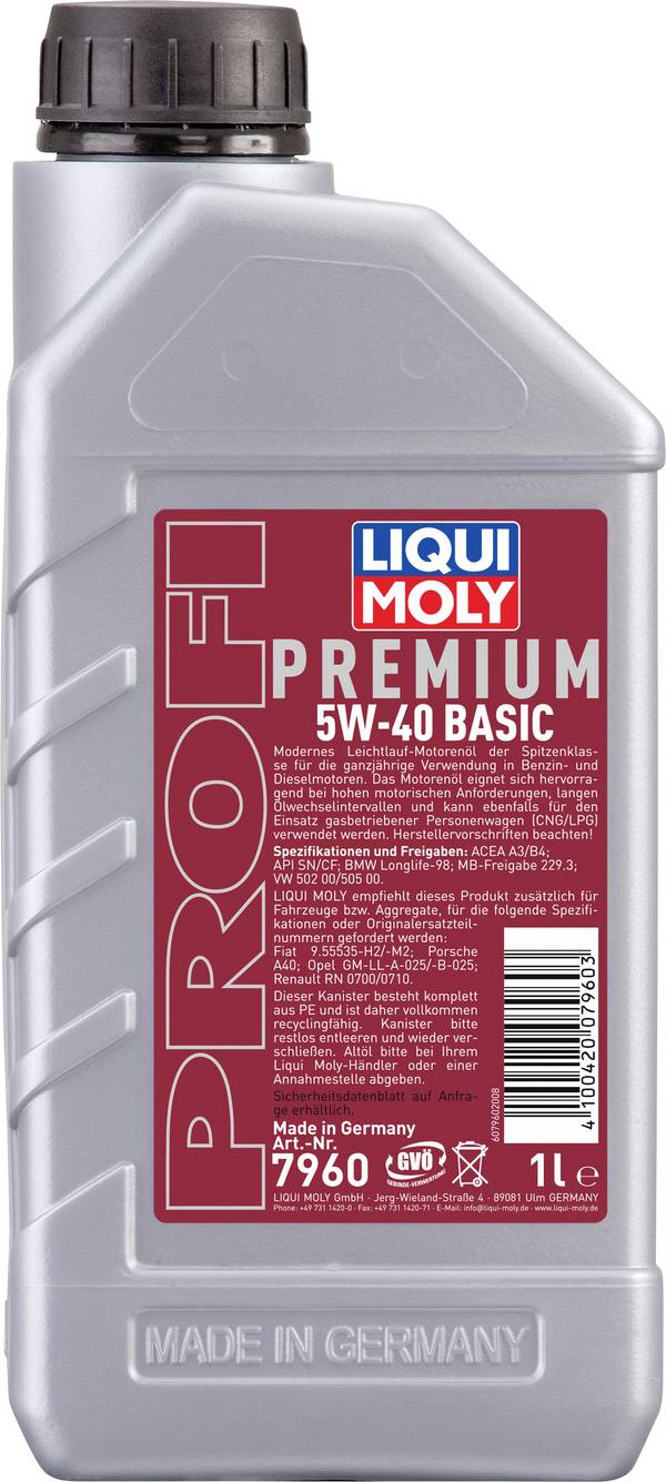 Liqui Moly Profi Premium 5W-40 Basic 7960 Motoröl 1 l
