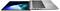 Ein silberner Laptop, teilweise aufgeklappt, zeigt Tastatur und Bildschirm mit blau-weißem Hintergrund. Linksanschlüsse sind sichtbar.