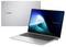 Ein silberner Laptop, aufgeklappt und von vorn gezeigt, mit einem leuchtenden Bildschirm. Der Deckel hat das Logo 'Asus ExpertBook'.