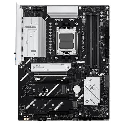 'ASUS B560-F Mainboard mit zahlreichen Anschlussmöglichkeiten, darunter PCIe-Slots und M.2-Steckplätze, für Gaming-PCs geeignet.'