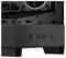 Schwarzes Computergehäuse von unten. Sichtbare USB-3.0-Anschlüsse, USB-C-Anschluss und Power-Button an der Vorderseite des Gehäuses.
