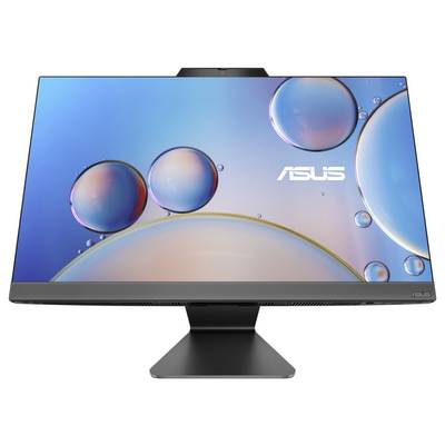 Ein Monitor mit einem blauen Hintergrund und schwebenden Seifenblasen. Das 'ASUS'-Logo ist unten rechts sichtbar.