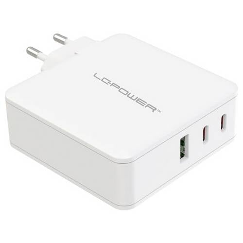 Thumbnail - LC Power LC-GAN-100 USB Ladegerät 100 W 2x USB-C®, 1x USB-A USB PD 3.0 Weiß Innenbereich GaN, Schnellladegerät, USB Powe...