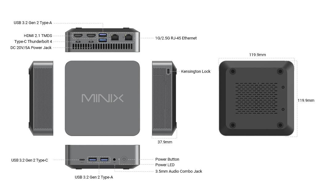 Minix Mini PC 1286036 Intel® Core™ i5 12600H 4.5 GHz 16 GB RAM 512 GB SSD Intel Iris® Xe Graphics NGC N512-9