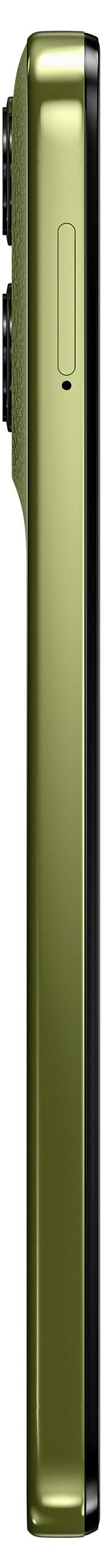 Die Seitenansicht eines modernen, goldfarbenen Smartphones zeigt das schlanke Design und den hervorstehenden Kamerabereich.