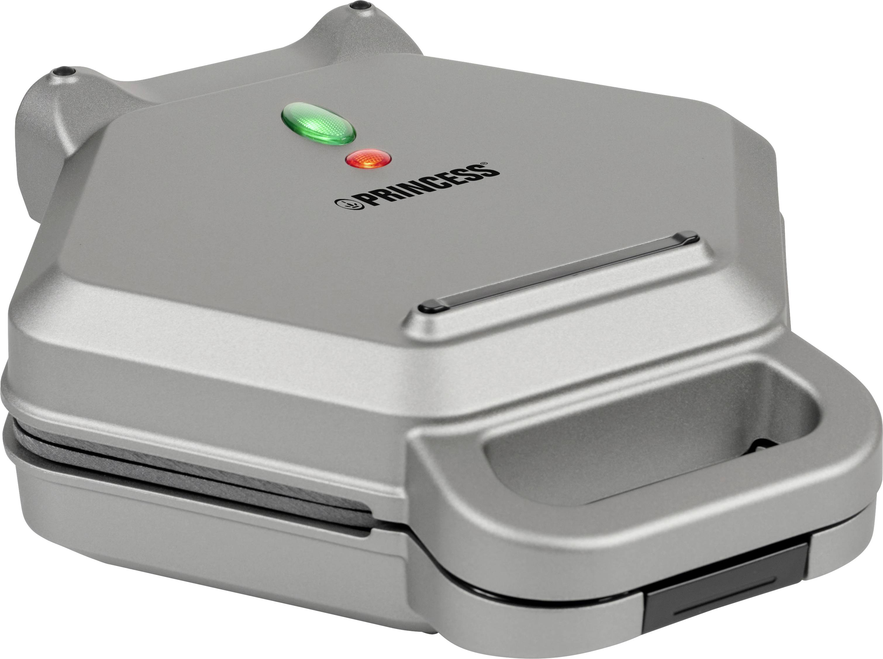 Princess Snack-Maker Sandwichmaker Antihaftbeschichtung, BPA-frei, Überhitzungsschutz Silber