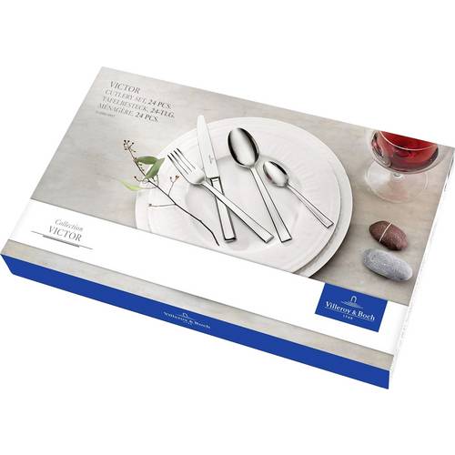 Villeroy & Boch Victor Besteck-Garnitur 24er Set Edelstahl spülmaschinenfest Silber, Platin 4003686326125