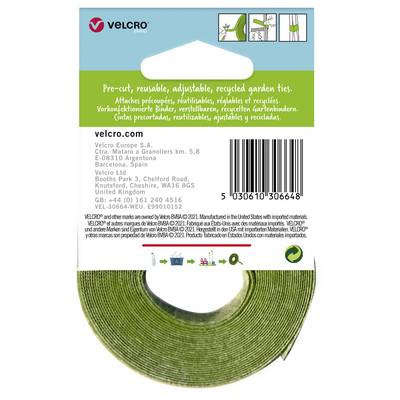 'Velcro' Verpackung für recycelbare Gartenschlaufen. Enthält einen grünen, wiederverwendbaren und anpassbaren Klettverschluss.