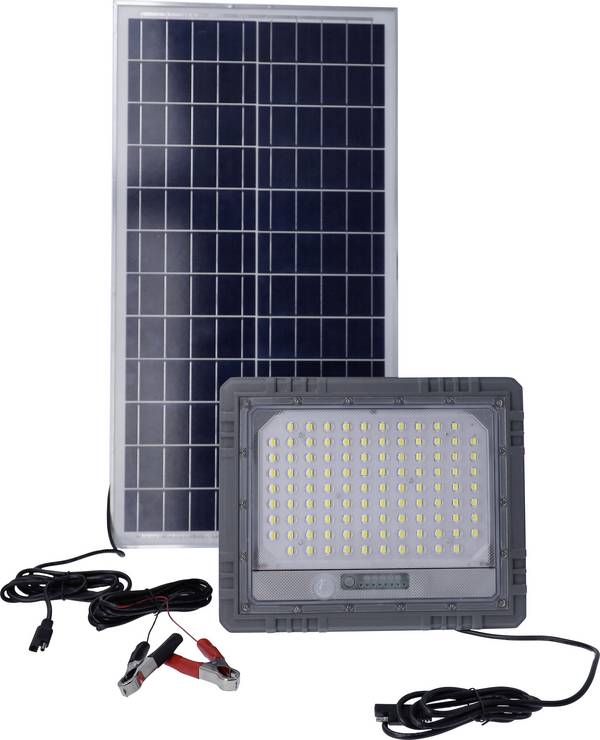 AS Schwabe 46984 LED-Flutlichtstrahler, Solarmodul 60 W Leuchtfarben: Naturweiß