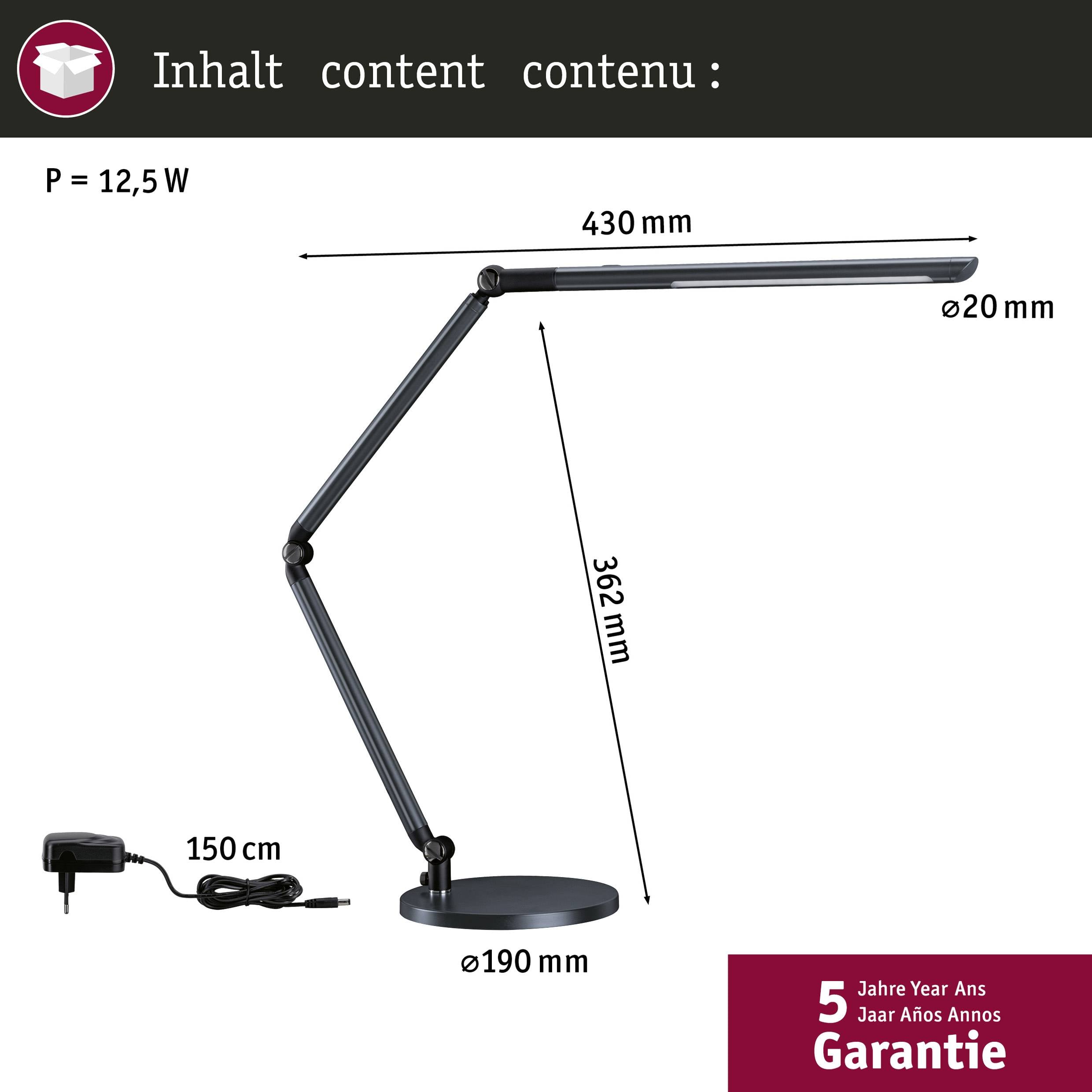 Paulmann FlexBar 41300 LED-Schreibtischleuchte LED LED fest eingebaut 10.6 W Anthrazit (metallic)-10