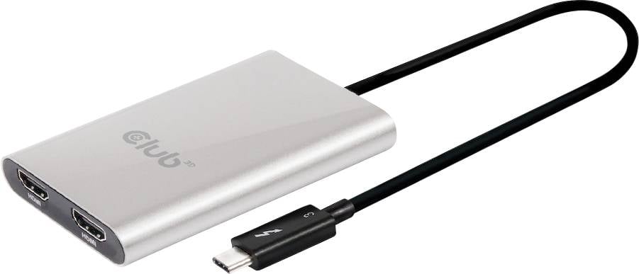 club3D CSV-1574 Thunderbolt / HDMI Adapter [1x Thunderbolt™ 3 Stecker (USB-C®) - 2x HDMI-Stecker] Grau, Schwarz 0.27 m