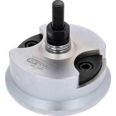 Metallisches Werkzeug mit zylindrischer Form und Schrauben. Verwendet zum Abziehen von Lagern oder ähnlichen Teilen in mechanischen Anwendungen.