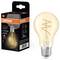 Eine Vintage-LED-Glühbirne der Marke Osram, 4,9W, 470 Lumen, ähnlich 40 Watt Glühlampe, E27-Sockel. Verpackung zeigt Design und technische Details.