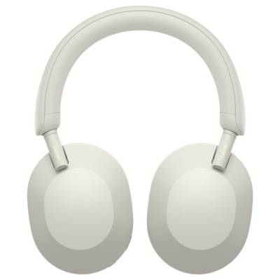 Graue, kabellose Kopfhörer mit ovalen Ohrmuscheln und gepolstertem Bügel. Modernes Design ohne sichtbare Bedienelemente.