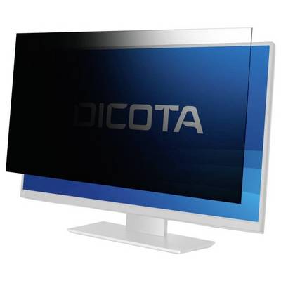 Ein Monitor mit einem Sichtschutzfilter, der den Bildschirm verdunkelt, wenn er von der Seite betrachtet wird.