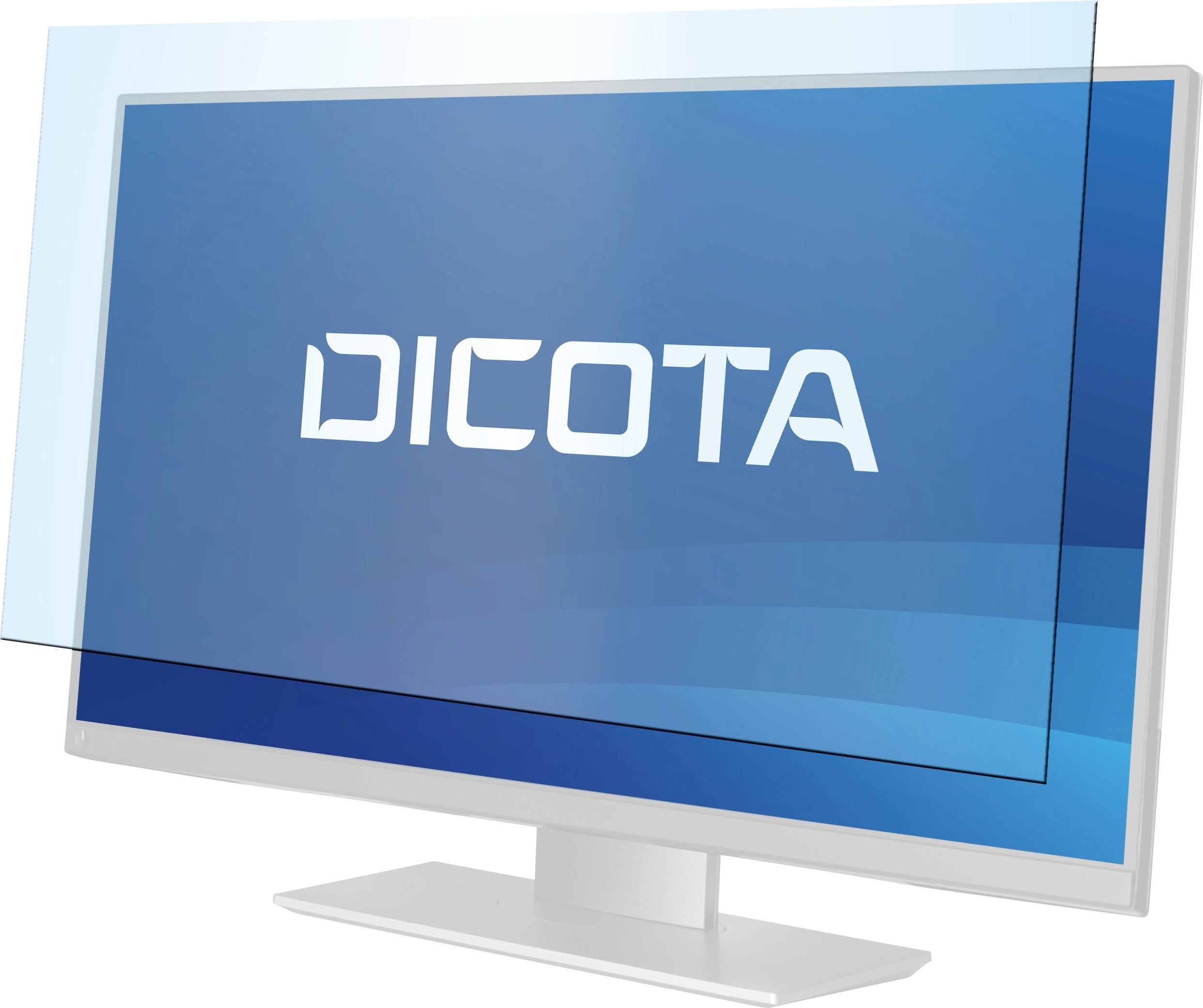 Ein Computerbildschirm mit einem darauf angebrachten Sichtschutzfilter. Auf dem Bildschirm steht 'DICOTA'.