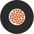 Schwarzer Kreis mit einem weißen Zentrum, das mit vielen gleichmäßig verteilten orangefarbenen Punkten gefüllt ist.