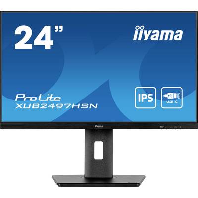 Monitor von iiyama, Modell 'ProLite XUB2497HSN', 24 Zoll Bildschirm, mit IPS-Technologie und USB-C Anschluss.