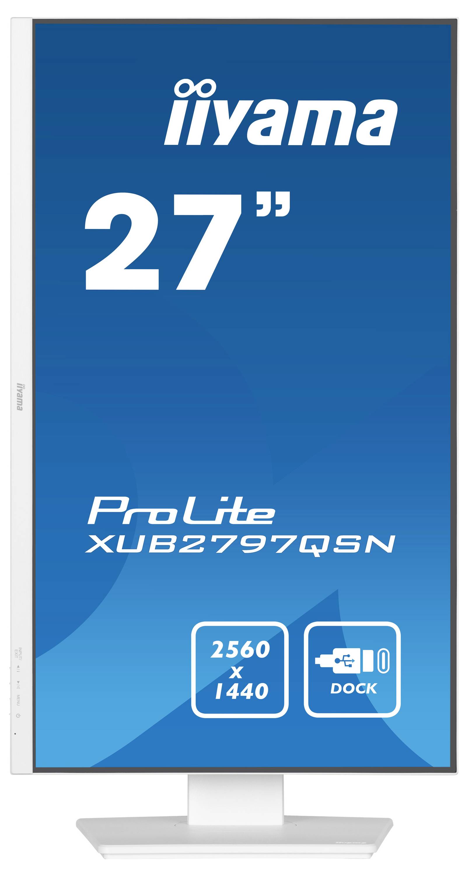 Ein 27-Zoll-Monitor von iiyama, Modell ProLite XUB2797QSN, mit einer Auflösung von 2560x1440 und Dock-Funktion.