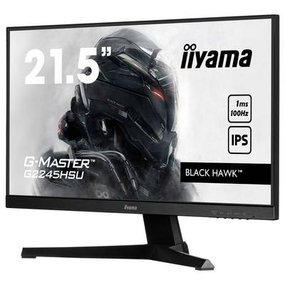Ein iiyama 21,5" Monitor mit der Bezeichnung 'G-Master G2245HSU Black Hawk'. IPS-Display, 1ms Reaktionszeit, 100Hz.