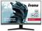 Ein Monitor mit der Aufschrift '24"', 'iiyama', 'G-Master GC2480HSU', 'VA', 'Curved 1500R', 'Red Eagle', zeigt ein futuristisches Helm-Design.