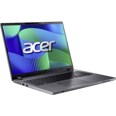 Ein Laptop mit einem blauen und grünen Hintergrund auf dem Bildschirm. Das Logo 'acer' ist deutlich sichtbar in der Mitte des Bildschirms.