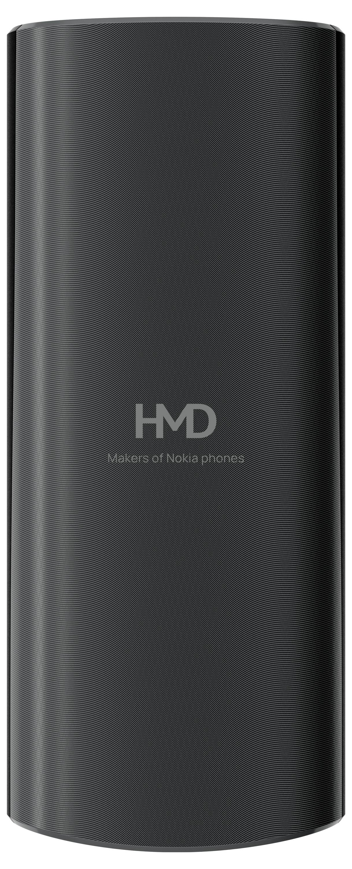 Schwarzes, zylindrisches Gerät mit dem Logo 'HMD' und dem Text 'Makers of Nokia phones' auf der Vorderseite.