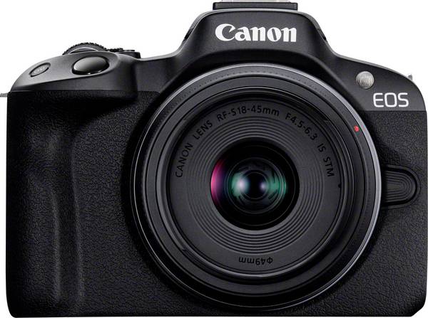 Canon EOS R50 Kit + RF-S 18-45 I Digitale Spiegelreflexkamera RF-S 18-45 mm  Schwarz 4K-Video, Blitzschuh, Dreh-/schwenkbares Display, Touch-Screen