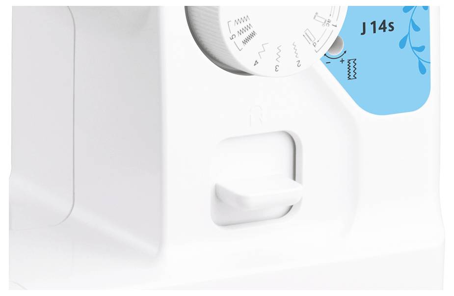 Nähmaschine mit Ziffernblatt zur Stichauswahl; Modell 'J14s'.