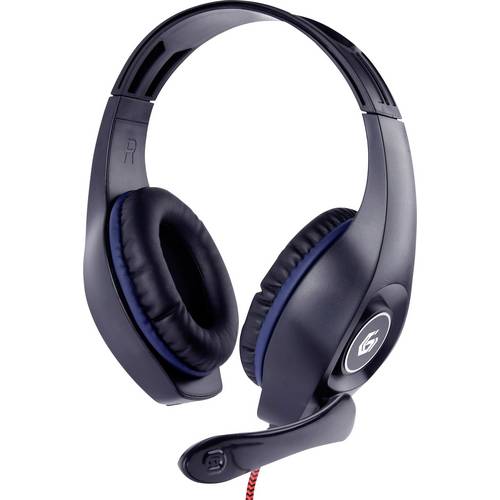 Gembird GHS-05-B On Ear Headset kabelgebunden Stereo Schwarz, Blau Lautstärkeregelung Gaming