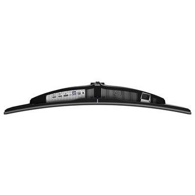 Rückansicht eines gekrümmten Monitors mit verschiedenen Anschlüssen, darunter HDMI, USB und DisplayPort, typischer Anschlussbereich.