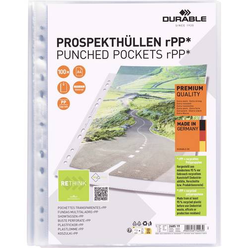 Durable Prospekthülle PREMIUM A4 1 x DIN A4 PP Durchsichtig 268519 100 St.