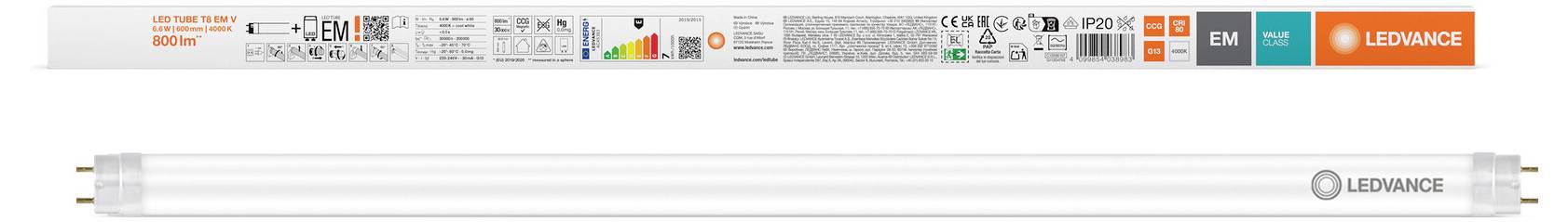 LED-Röhre von Ledvance, Modell SubstiTUBE STAR LED, 20 Watt, 120 cm. Geeignet für konventionelle Vorschaltgeräte, Energieklasse E.