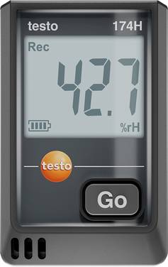 testo 0572 1741 02-ISO 174 H Temperatur-Datenlogger, Luftfeuchte-Datenlogger kalibriert (ISO) Messgröße Luftfeuchtigkeit, Temperatur -20 bis 70 °C 0 bis 100 % rF       PDF Funktion