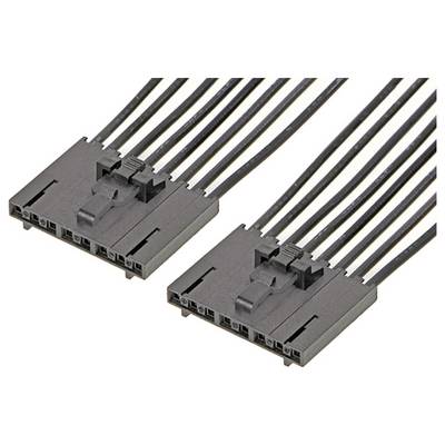 Zwei schwarze Plastikstecker mit mehreren Kabeln. Sie haben Clips zur Sicherung und werden häufig für elektronische Verbindungen verwendet.