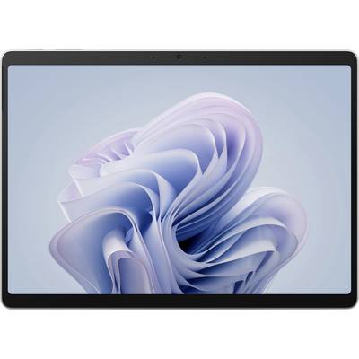 Ein Tablet mit einem spiralförmigen abstrakten Hintergrund in Pastellfarben wird frontal gezeigt.